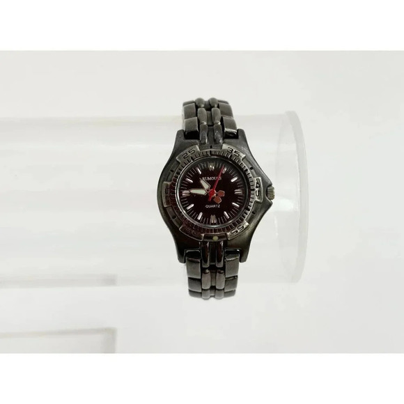 Vintage Dark Silver Toned Rumours Men's Chainlink Glow in the Dark Wristwatch - Picture 2 of 4